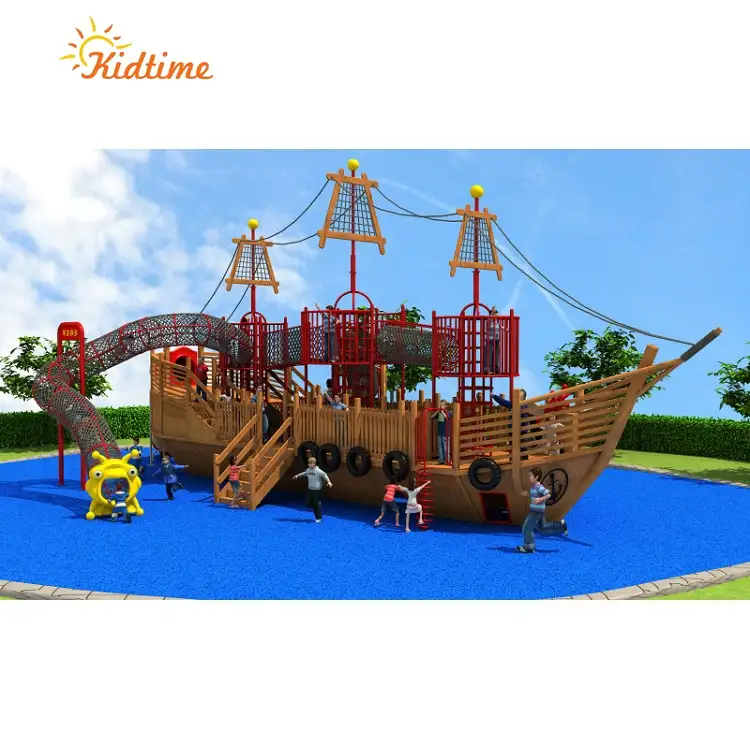 खेल उपकरण बच्चों लकड़ी प्लास्टिक के समग्र आउटडोर समुद्री डाकू जहाज लकड़ी ट्रेन खेल का मैदान