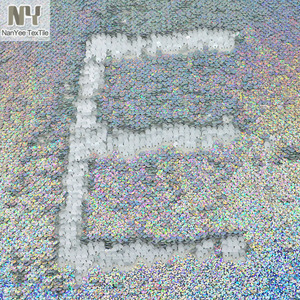 Nanyee Textile Argent <span class=keywords><strong>hologramme</strong></span> Filet Blanc Paillettes Bombardier Tissu - Product Image 2