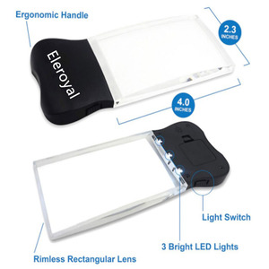 Lente d'ingrandimento senza montatura per lettura ottica di vendita calda, lente d'ingrandimento rettangolare con luce a LED per anziani - Product Image 3