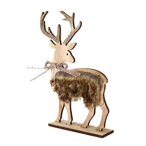 Christmas Wooden Reindeer Tabletop Decoration 30cmH For Gift Xmas Elk Ornaments Deer Reindeer Table Crafts