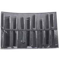 Peigne à cheveux, Kit de brosse à cheveux avec pochette, peigne de barbier en carbone antistatique, outils de coiffure, 9 pièces