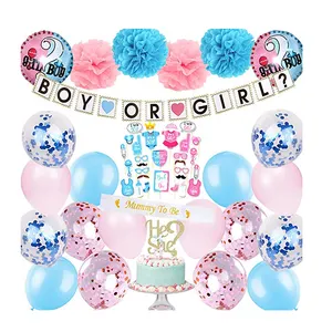 La Divulgazione di genere Rifornimenti Del Partito Baby Shower Decor Blu e Rosa Coriandoli Palloncini Puntelli Foto del Ragazzo o Della Ragazza di Banner