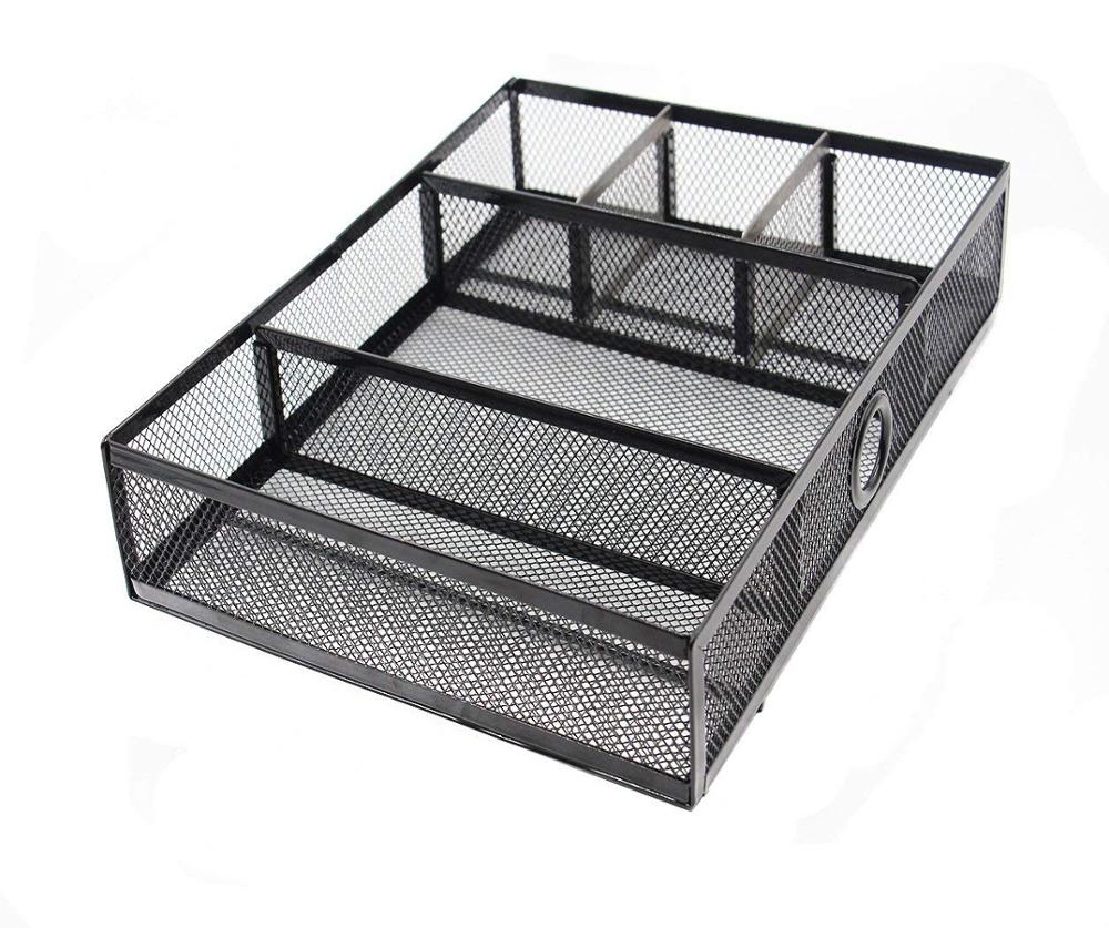 Сетчатый Настольный органайзер для файлов с 5 сортировочными ящиками, черный держатель для офисных документов