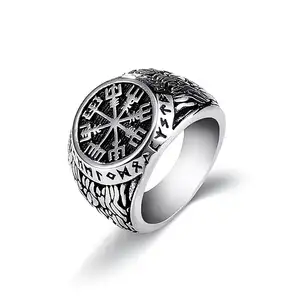 New vintage titanium steel new model compass ring man design compass finger ring cn zhe ring other anniversary men's men rings 20pcs br105
