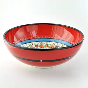 手工定制印花餐具红色土耳其陶瓷碗