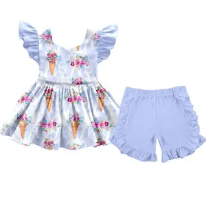 Boutique ropa de niños 2019 último estilo impreso de dibujos animados niño modelos de verano de 100 niñas trajes