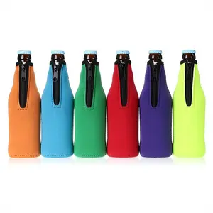 Frasco de neoprene impressão de cor personalizada reutilizável, refrigerador de garrafa única de cerveja de neoprene