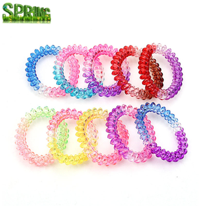Classic Elastic <strong>Hair</strong> Tie Bracelet Women Accessories <strong>Hair</strong> Coil Girl Flexible Plastic Spring Phone Coil Gradient Kids <strong>Hair</strong> Ties - Product Image 6