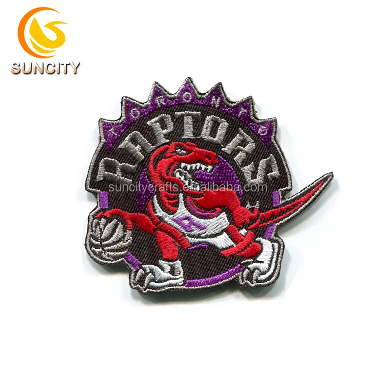 Parche de diseño promocional para baloncesto, parche bordado de Tiranosaurio Raptor
