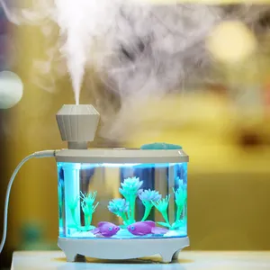 New Arrival Upgrade Version Mini Fish Tank Humidifier USB Anion Soothing Colorful Light Humidifier
