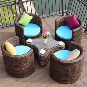 Outdoor Mobili Da Giardino In Rattan di Vimini Tavolo E Sedia Per Coffee Shop