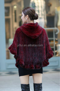 <span class=keywords><strong>Hooded</strong></span> 732 bayanlar vizon kuyruk el örgü kürk şal pelerin kadın kapşonlu kürk çaldı - Product Image 3