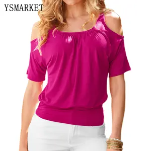 새로운 패션 여성 단색 캐주얼 탑 짧은 소매 섹시한 오프 어깨 느슨한 티셔츠 핫 O 칼라 슬림 피트 셔츠 EX13