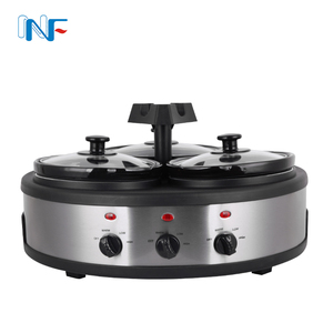 3in1 Hệ Thống Nấu Ăn với Nắp Holders Kép Crock Bạc và Đen Cá Nhân Điều Khiển Nhiệt Gáo Ba Nồi Nấu Chậm tự chọn ấm hơn - Product Image 3