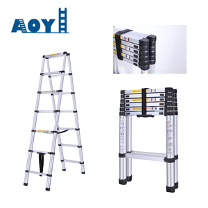 Échelle télescopique <span class=keywords><strong>double</strong></span> face en aluminium réglable EN131, échelle multifonctionnelle, échelle pliante, très vendue - Product Image 6