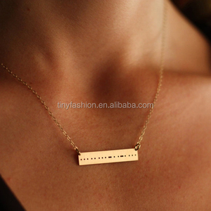 Festival D'anniversaire Couple Cadeaux Cachée Secret Message Morse Code Bar Pédant Personnalisé Argent Or Bar Collier - Product Image 2