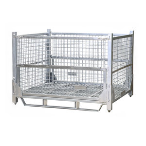 Pieghevole trasporti carrelli elevatori contenitore di sicurezza zincato rete metallica di stoccaggio <span class=keywords><strong>box</strong></span>