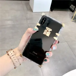 大理石方形金属透明软 TPU 手机壳为 iPhone XS/XR/XS 最大手机 Capa Funda 清除案例