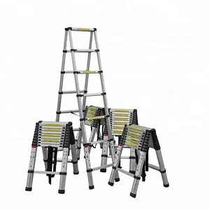 12.5FT Folding Climb Aluminum Ladder Telescopic Extension Step Ladder Multi Purpose Ladder Stool Stairs