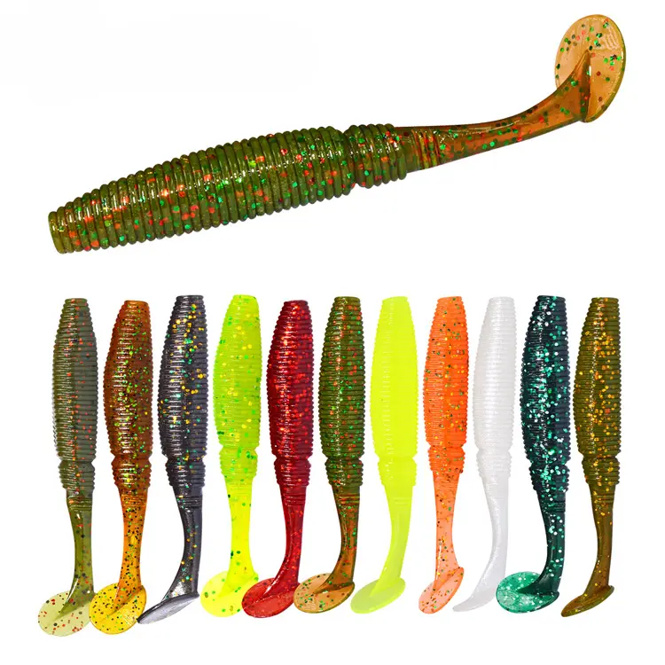 Fishing Worms Soft Plastic Artificial Fishing Lures Baits for Bass Lure