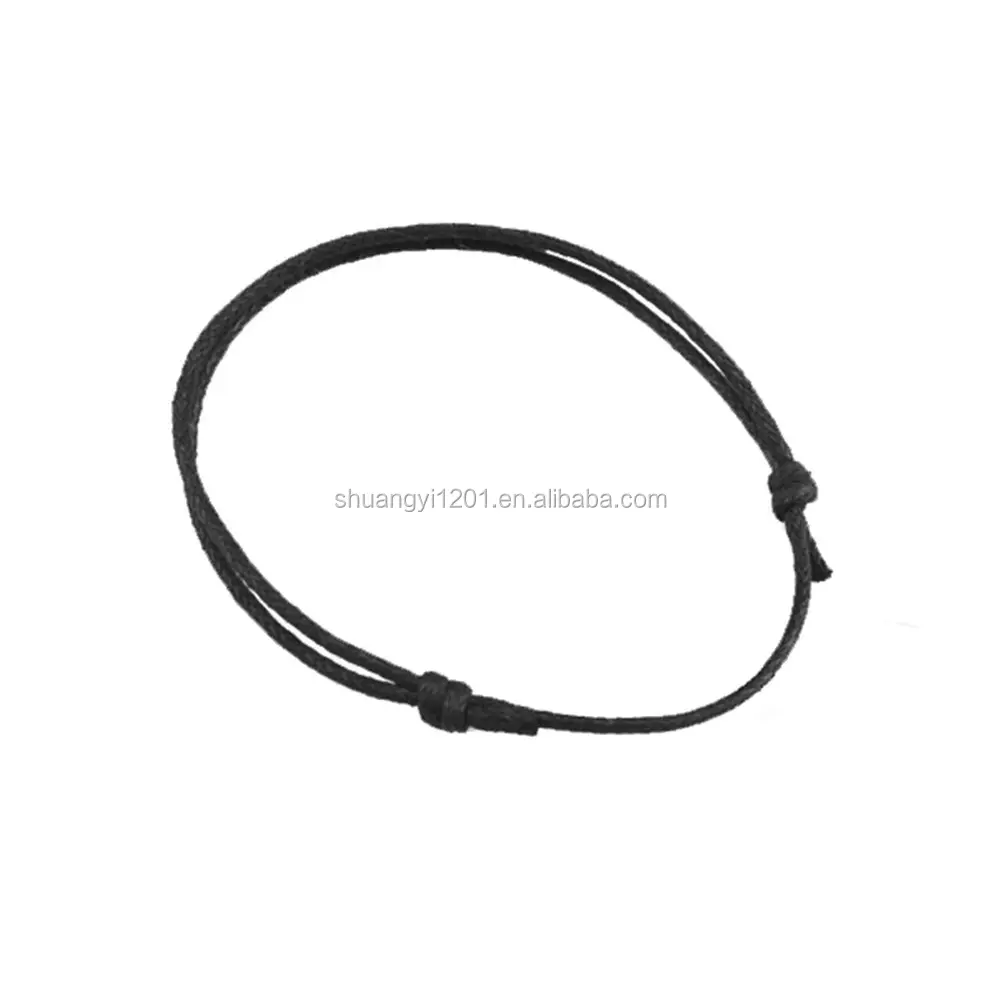 Pulseras ajustables con cadena de cuero negro hechas a mano, para manualidades, baratas