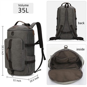 HUIDE para hombre grande de lona mochilas Vintage Casual en mochila 3-en-1 negro Lona de mochila - Product Image 3
