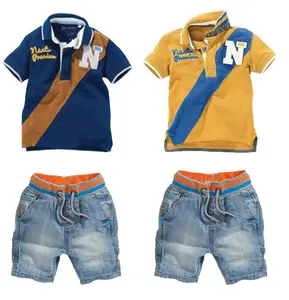 Printed T-shirts And Denim Shorts 2017 New Fashion Kids Clothing Sets