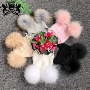 Topi kupluk wol Angora lembut untuk anak-anak & balita Janefur topi bayi rajut musim dingin nyaman dengan bulu asli <span class=keywords><strong>Pom</strong></span> <span class=keywords><strong>Pom</strong></span> - Product Image 6
