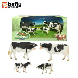 Figuras de la familia ranch, juego de modelos de vaca de plástico, de 3 a 5 pulgadas