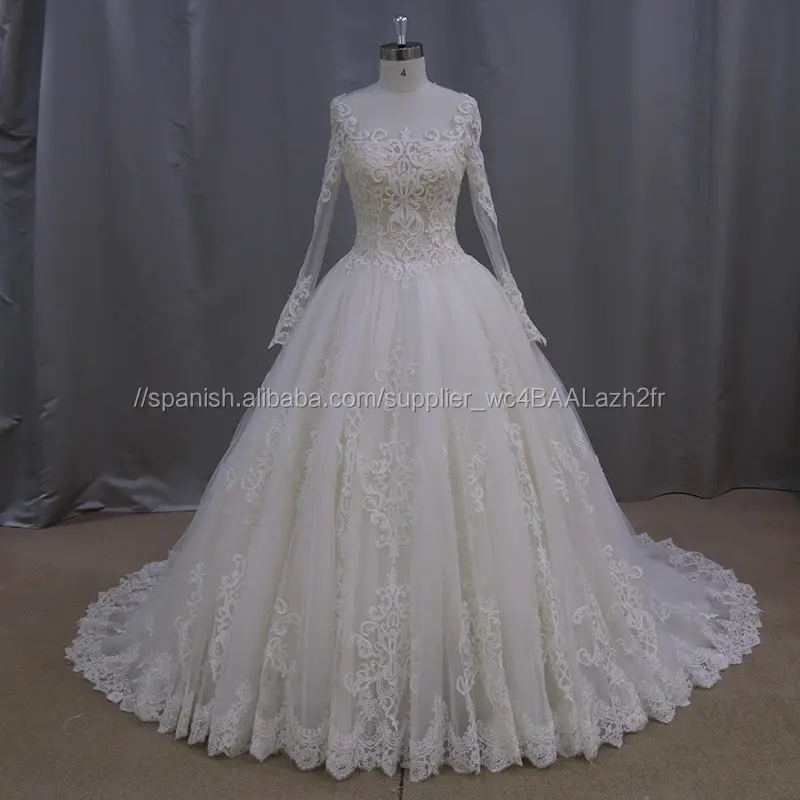 XF1080 opacidad mangas vestido de novia bata de pelota vestidos de boda 2016