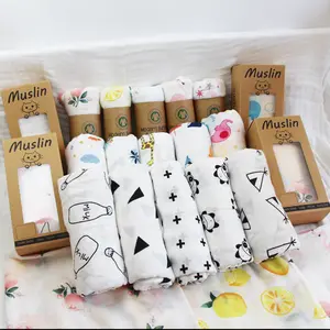 Chăn Quấn Muslin Em Bé Bằng Cotton Chăn Quấn Em Bé Mềm 100% Cotton Trơn In Hình Vuông Tùy Chỉnh