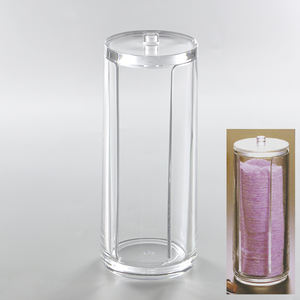 Dispensador redondo de plástico transparente con almohadilla de algodón para ojos - Product Image 1