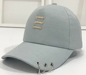 custom denim hats car brand baseball caps hats with metal logo ring