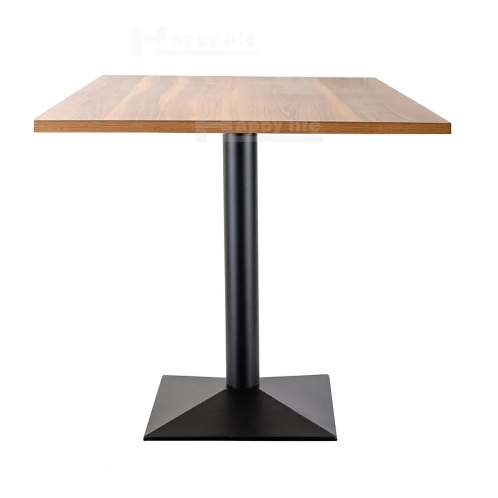 Hot selling solid wood iron base square table restaurant