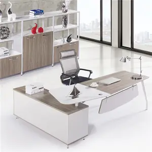 서랍 나무로 되는 사무실 테이블 디자인을 가진 옆 내각을 가진 현대 현대 행정상 책상 MDF/MFC 마분지 사무용 가구 책상