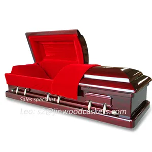 red mahogany type of coffin adult coffin casket with coffin pillow