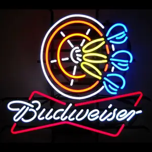 Akrilik 12 V açık hava Reklam Budweiser Neon Bira Işareti Fabrika