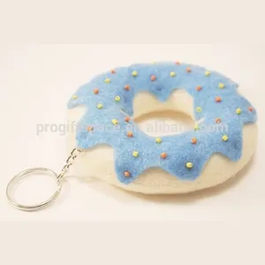 Fashion hot wholesale alibaba donut key ring craft promotional gifts new items felt custom floating keychain in China market