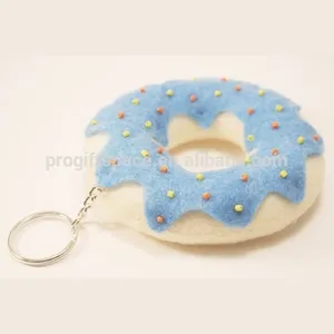 Fashion hot groothandel alibaba donut sleutelhanger craft relatiegeschenken nieuwe items vilt custom drijvende sleutelhanger in China markt