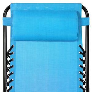 Silla de gravedad cero plegable azul claro con almohada y portavasos para terraza Patio de playa - Product Image 5