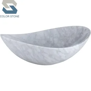 Modern design natural italian white marble stone wash basin for bathroom vanity cabinet