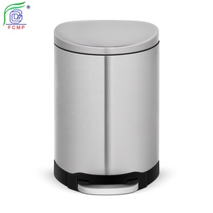 12L Semi-Round Trash Can With Inner Bucket Step-On Stainless Steel Lid And Foot Pedal Bin Large Capacity For Office And Kitchen