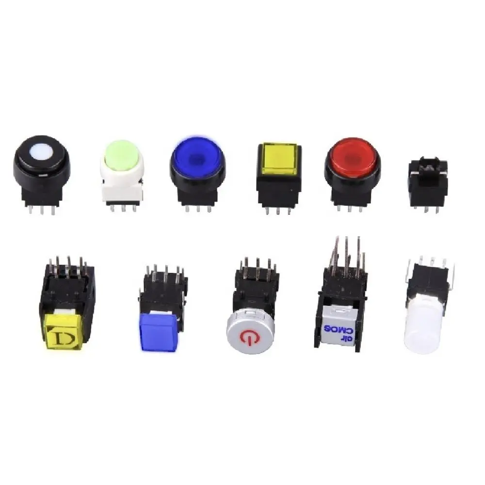 Lakeview ON OFF Right Angle & Vertical PCB Bi Color Dual LED Illuminated Momentary & Alternation Small Micro Push Button Switch