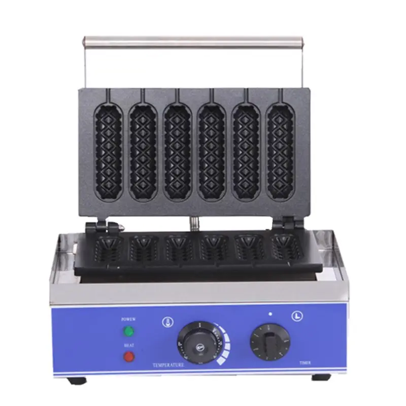 Commercial Electric 6 Pieces Crispy Corn Hot Dog Waffle Maker Non-stick French Muffin Sausage Machine