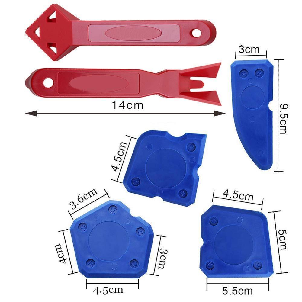 4-Piece Caulking Tool Set – Silicone Sealant Scraper & Finishing Kit For Glass, Grout & Molding
