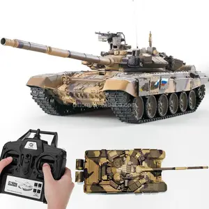 2.4กรัม1:16โลหะรัสเซีย T-90หลักต่อสู้รถถังปรับปรุง HL 3938-1Pro ยิงถังที่มีการสูบบุหรี่/ยิง/เสียง