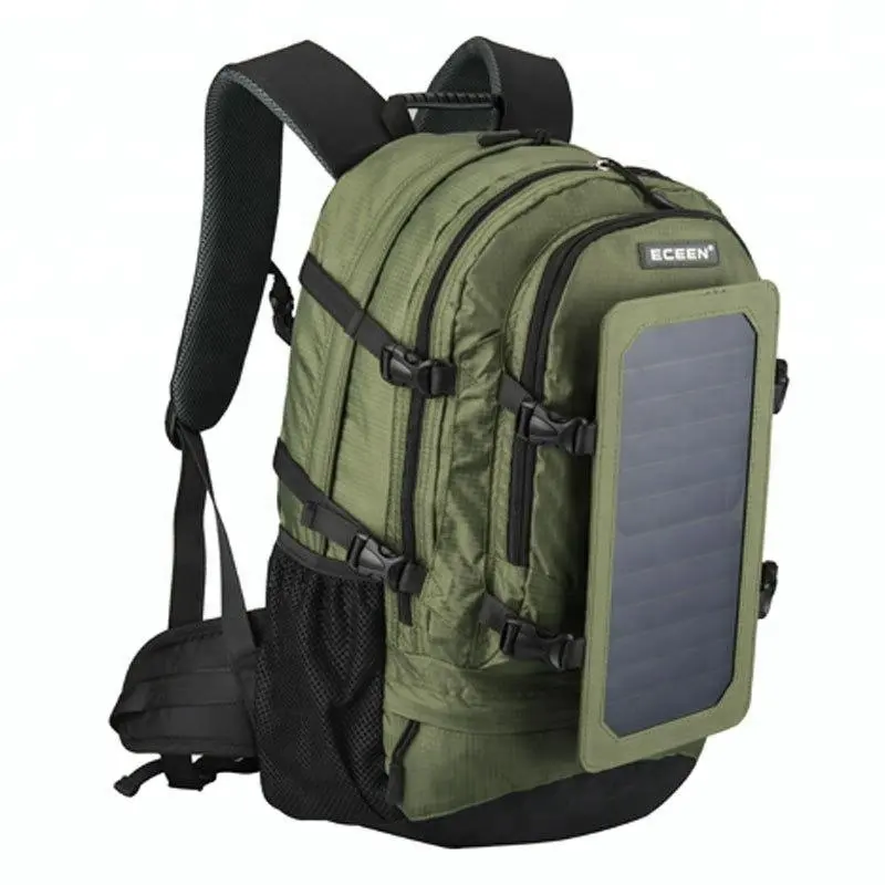 35L- 55L Nylon Waterproof Sun Power Daypack, 6.5W Hiking Solar Power Backpack