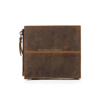 Dompet Kulit Pria, Penutup Ritsleting dengan Pemegang Kartu Kredit BO-81001 Kulit Kuda Gila Ritsleting Pu & Pengait