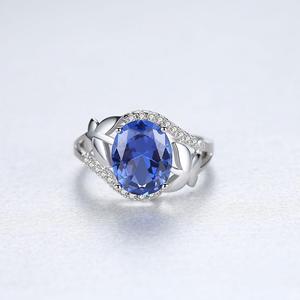 CZCITY gioielli di moda grande blu zaffiro sintetico farfalla <span class=keywords><strong>festa</strong></span> <span class=keywords><strong>della</strong></span> <span class=keywords><strong>mamma</strong></span> S925 anello in argento Sterling - Product Image 4