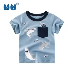 Camiseta infantil em roupas de menino, venda da da fábrica, camisas de desenho de algodão para meninos